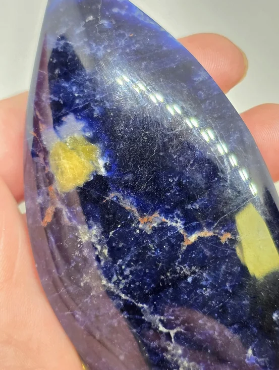 Sodalite Flame Carving Blue Crystal Freeform Galaxy Pattern Polished Stone Decor - Picture 3 of 6